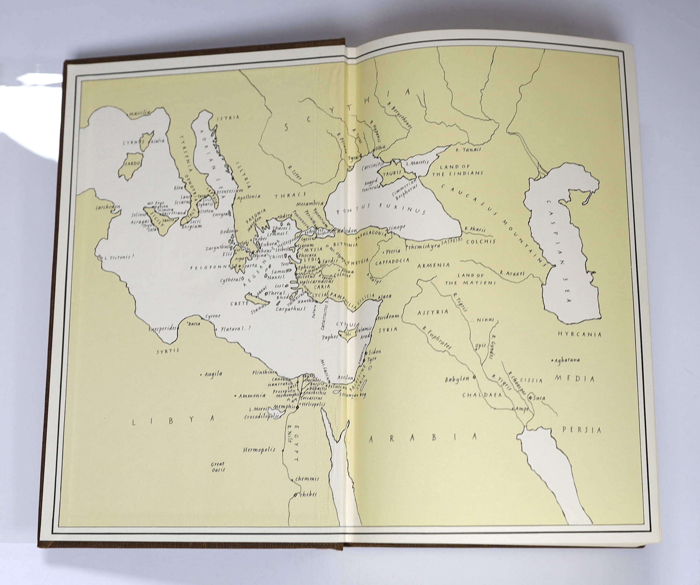 Herodotus - The Histories of Herodotus of Halicarnassus, translated by Harry Carter, illustrated by Edward Bawden, one of 1500, 4to, gilt lettered brown cloth, with map endpapers, Joh. Enschede en Zonen, Haarlem, 1958, w